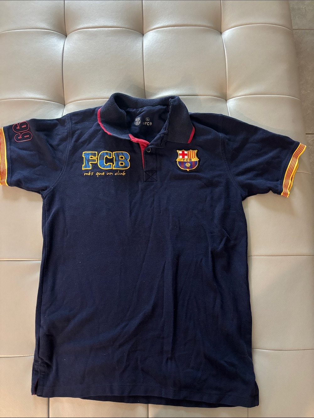 FCB Boys' Navy Polo Shirt with Club Crest
